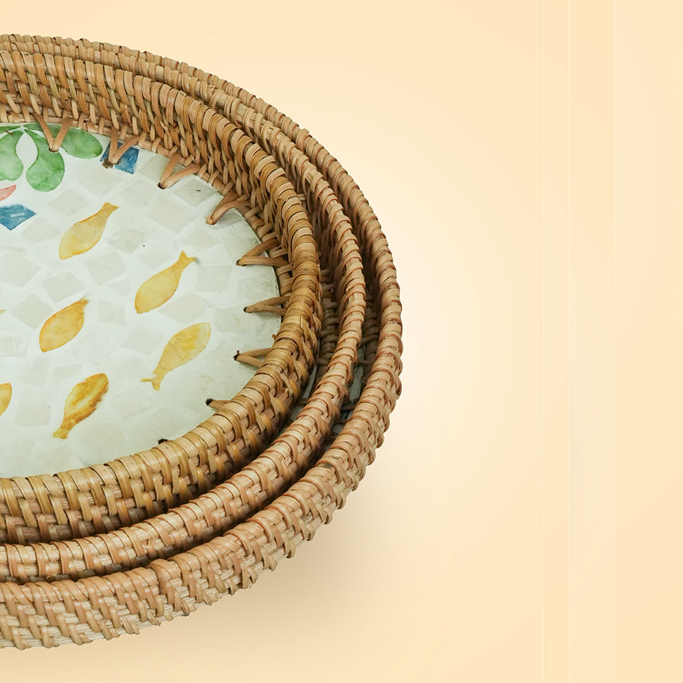 Bamboo Tray with Pearls