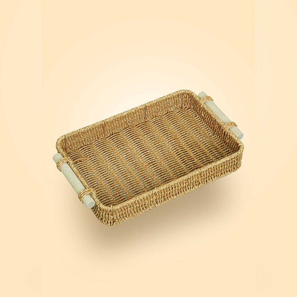 Organic Woven Tray with Wood Handle
